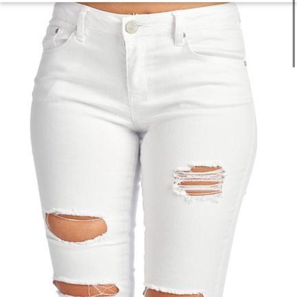 Distressed White Jeans for Women - Picture 2 of 5